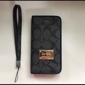 Black Coach wallet phone case for iPhone 7